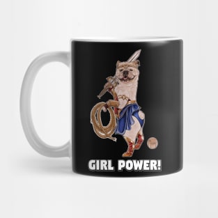 Bulldog - Girl Power - Quote - White Outlined Version Mug